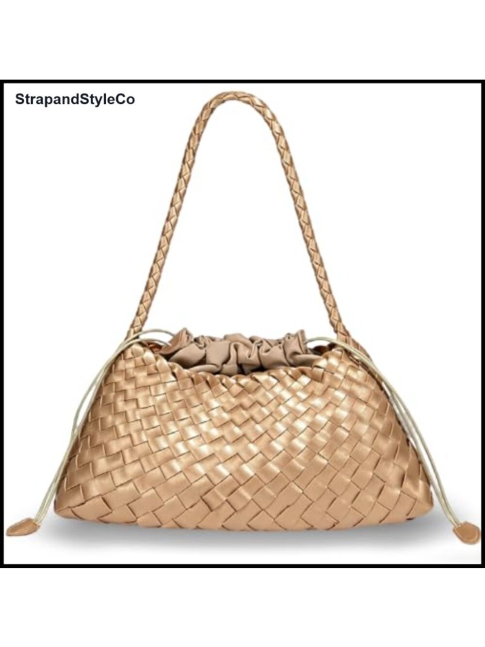Handwoven PU Leather Hobo Shoulder Bag Woven Tote